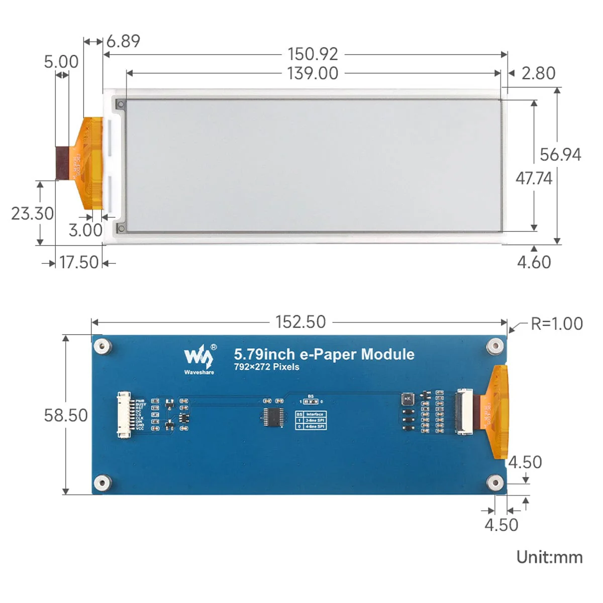 5.79" ePaper Display Module - Red/Yellow/Black/White (792x272) - Image 6