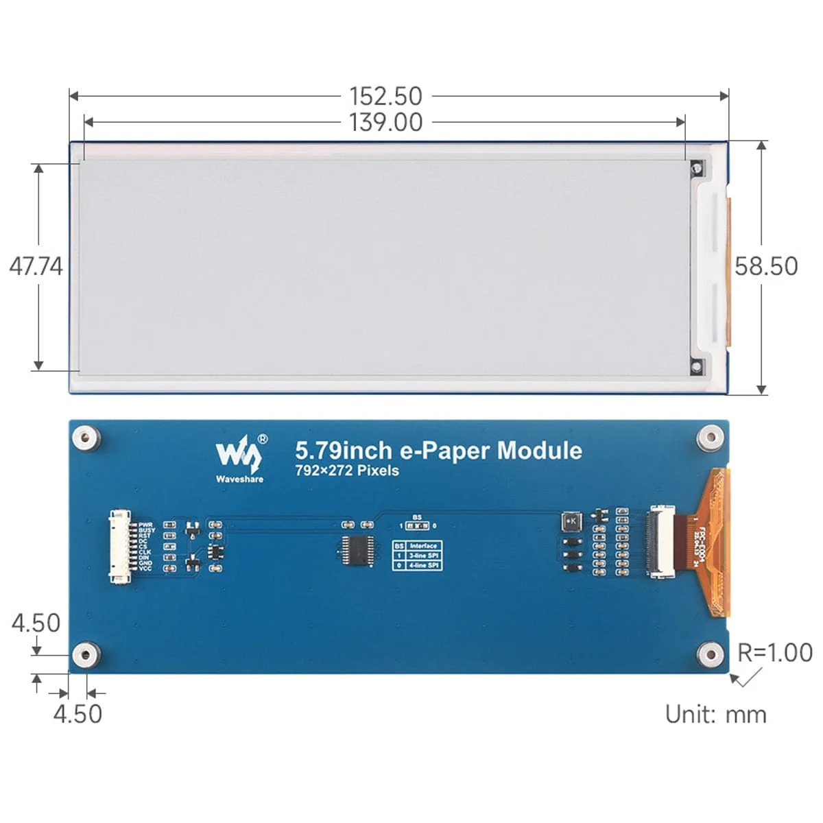 5.79" E-Paper Display Module (Black/White) (792 x 272) - Image 6