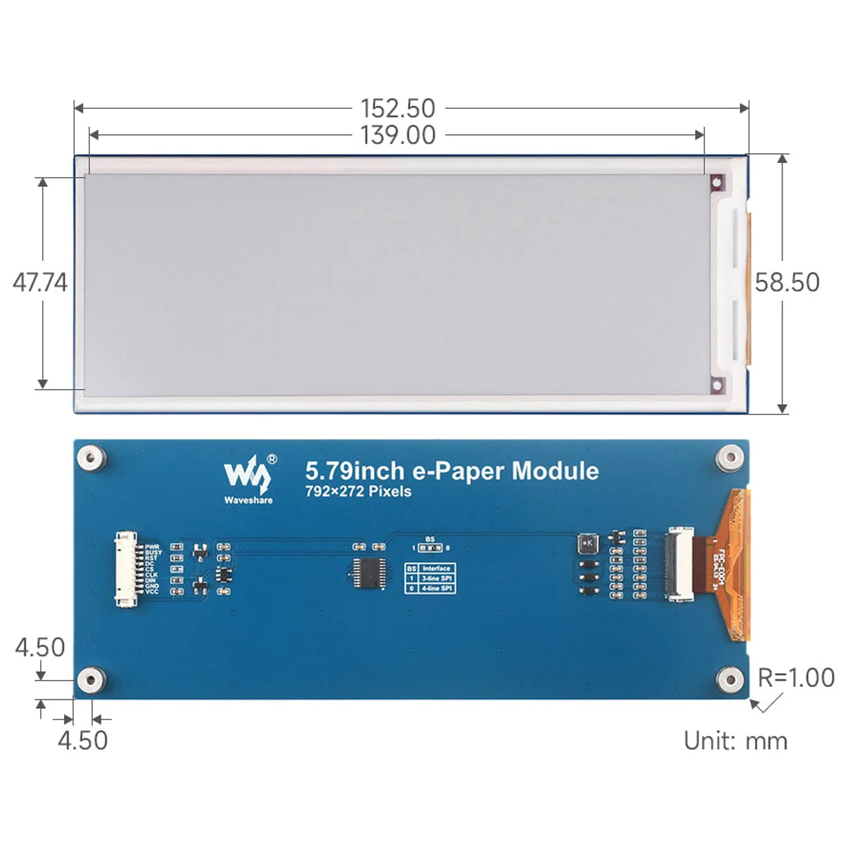 5.79" ePaper Display Module - Red/Black/White (792x272) - Image 6