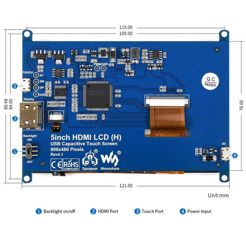 5" Capacitive Touchscreen LCD (Slimmed-down Version) (800×480) - Image 6
