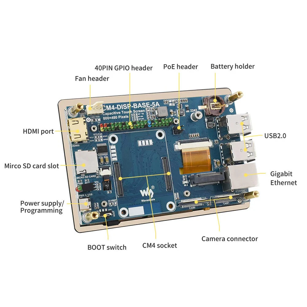 5" Touch Screen Expansion for Raspberry Pi CM4 - Image 5