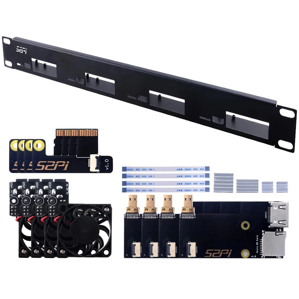 52Pi 1U 19" Rack Mount for Raspberry Pi 4
