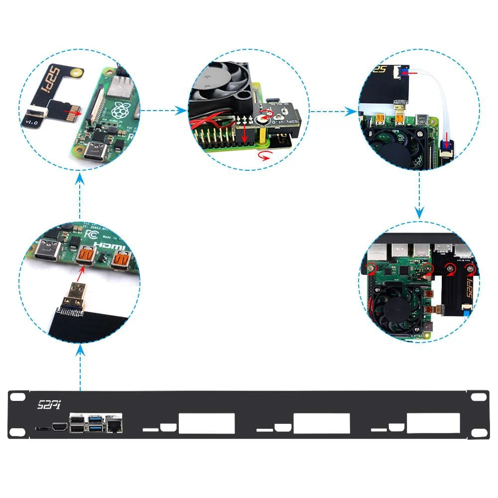 52Pi 1U 19" Rack Mount for Raspberry Pi 4 - Image 4