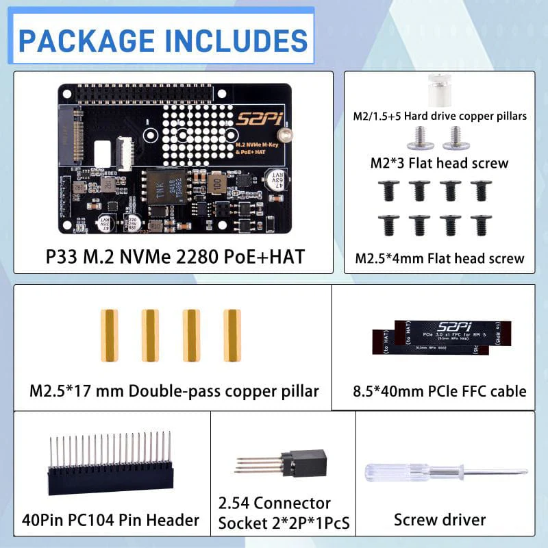 52Pi M.2 NVMe 2280 PoE+ HAT for Raspberry Pi 5 - Image 6