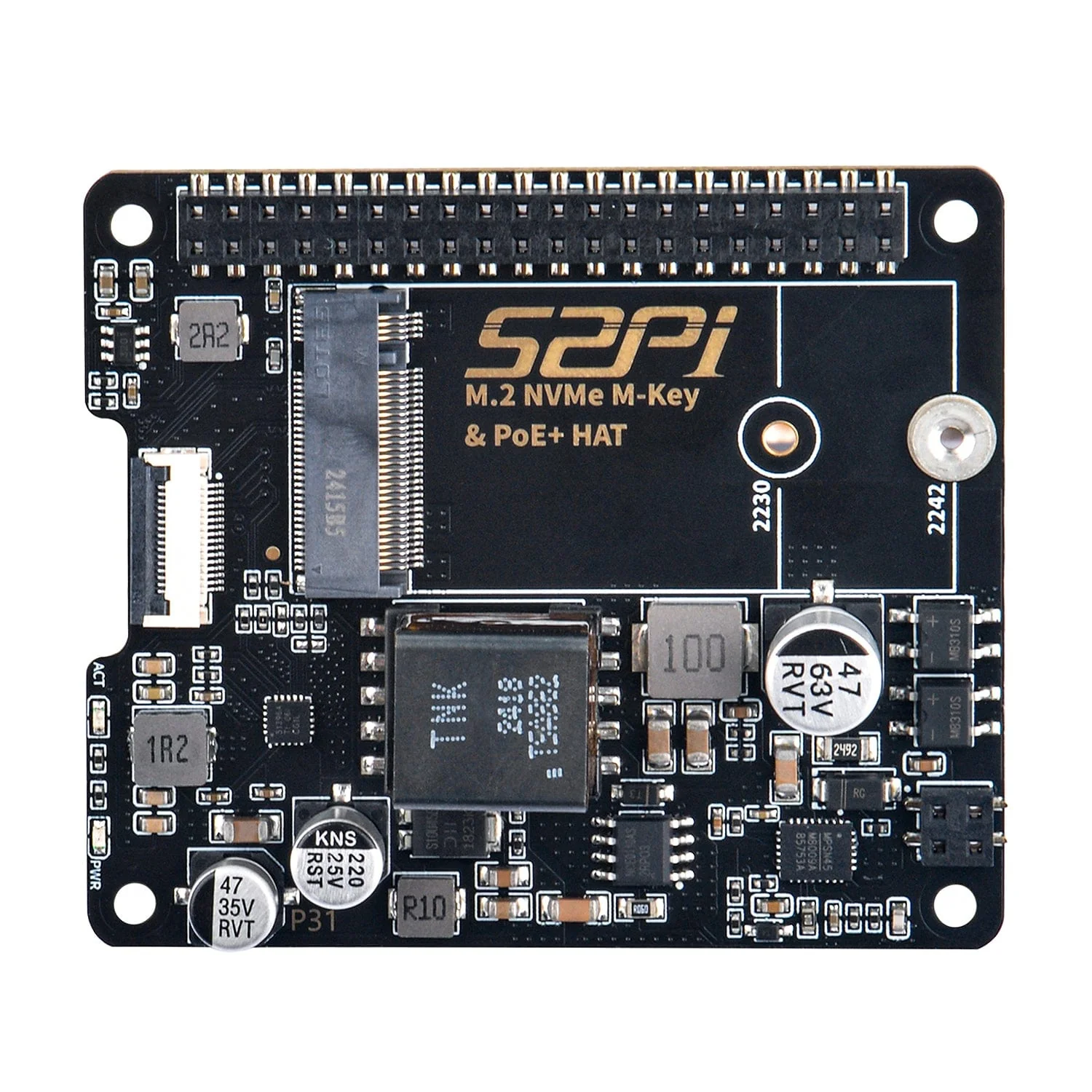 52Pi M.2 NVME M-Key PoE+ HAT for Raspberry Pi 5 - Image 2
