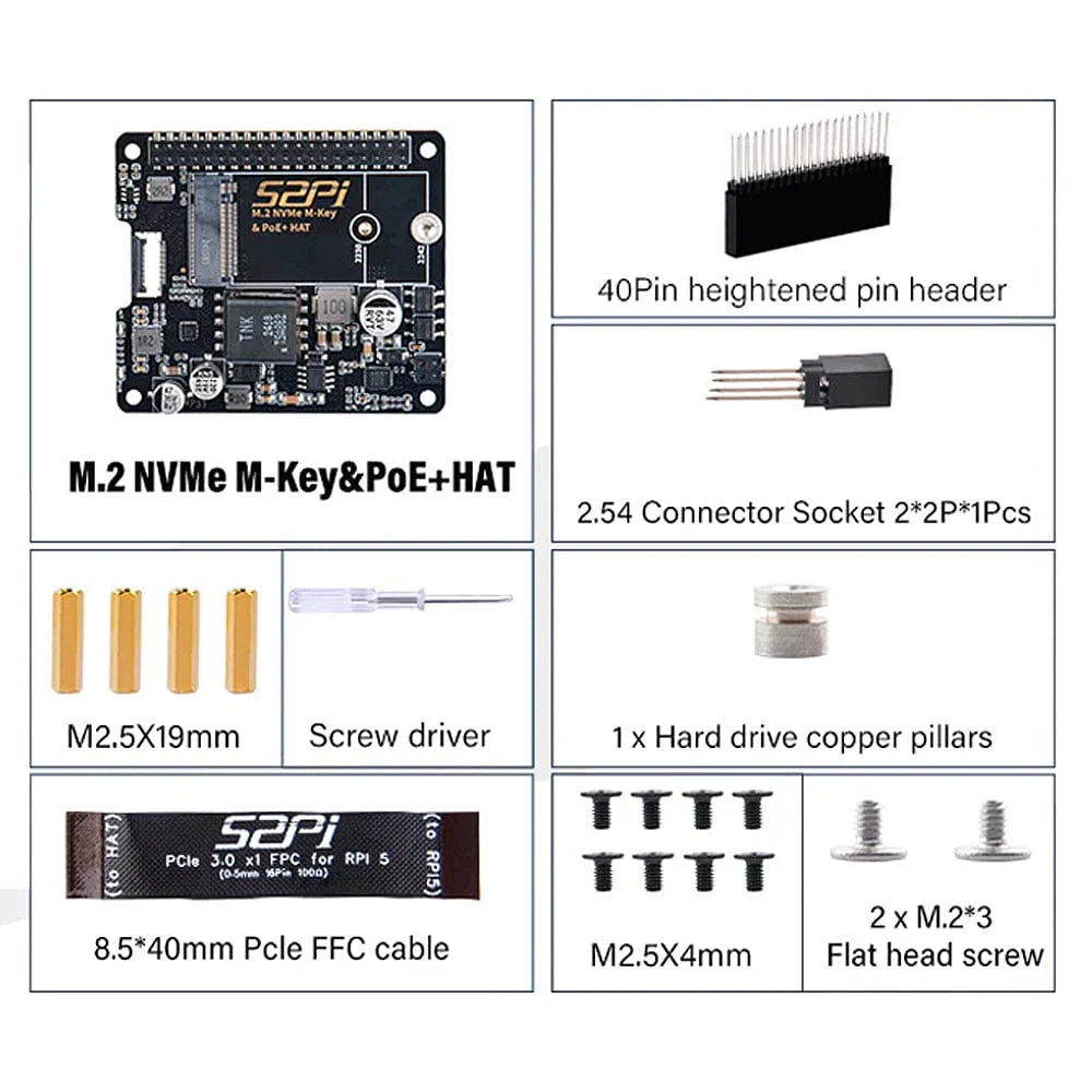 52Pi M.2 NVME M-Key PoE+ HAT for Raspberry Pi 5 - Image 5