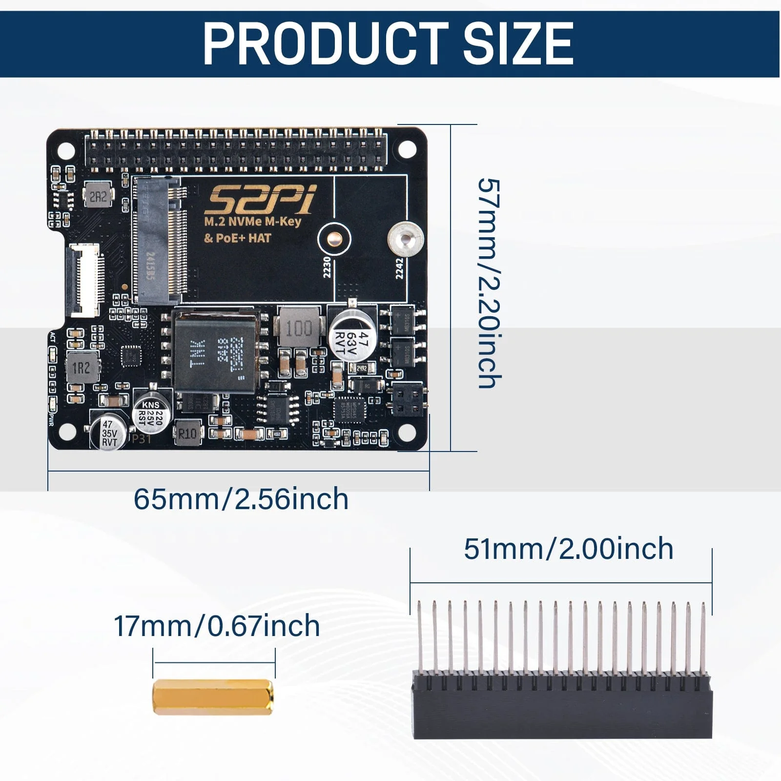 52Pi M.2 NVME M-Key PoE+ HAT for Raspberry Pi 5 - Image 6