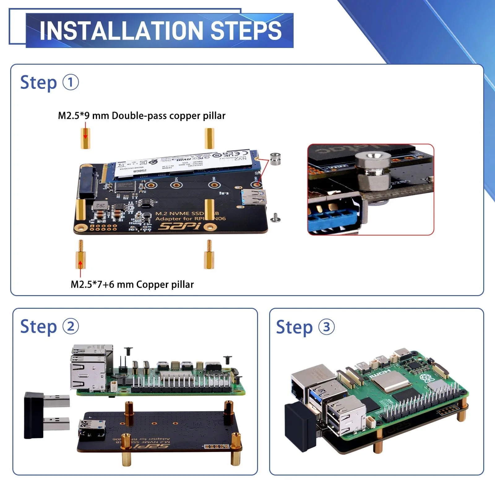 52Pi M.2 NVME SSD USB Adapter for Raspberry Pi 5 - Image 5