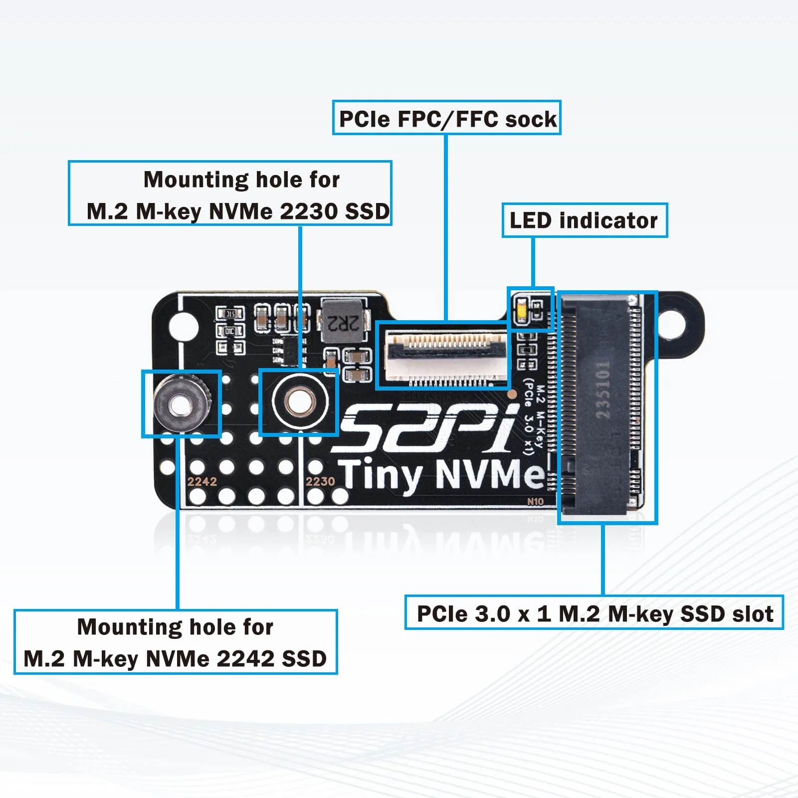 52Pi Tiny M.2 PCIe Adapter for Raspberry Pi 5 - Image 4