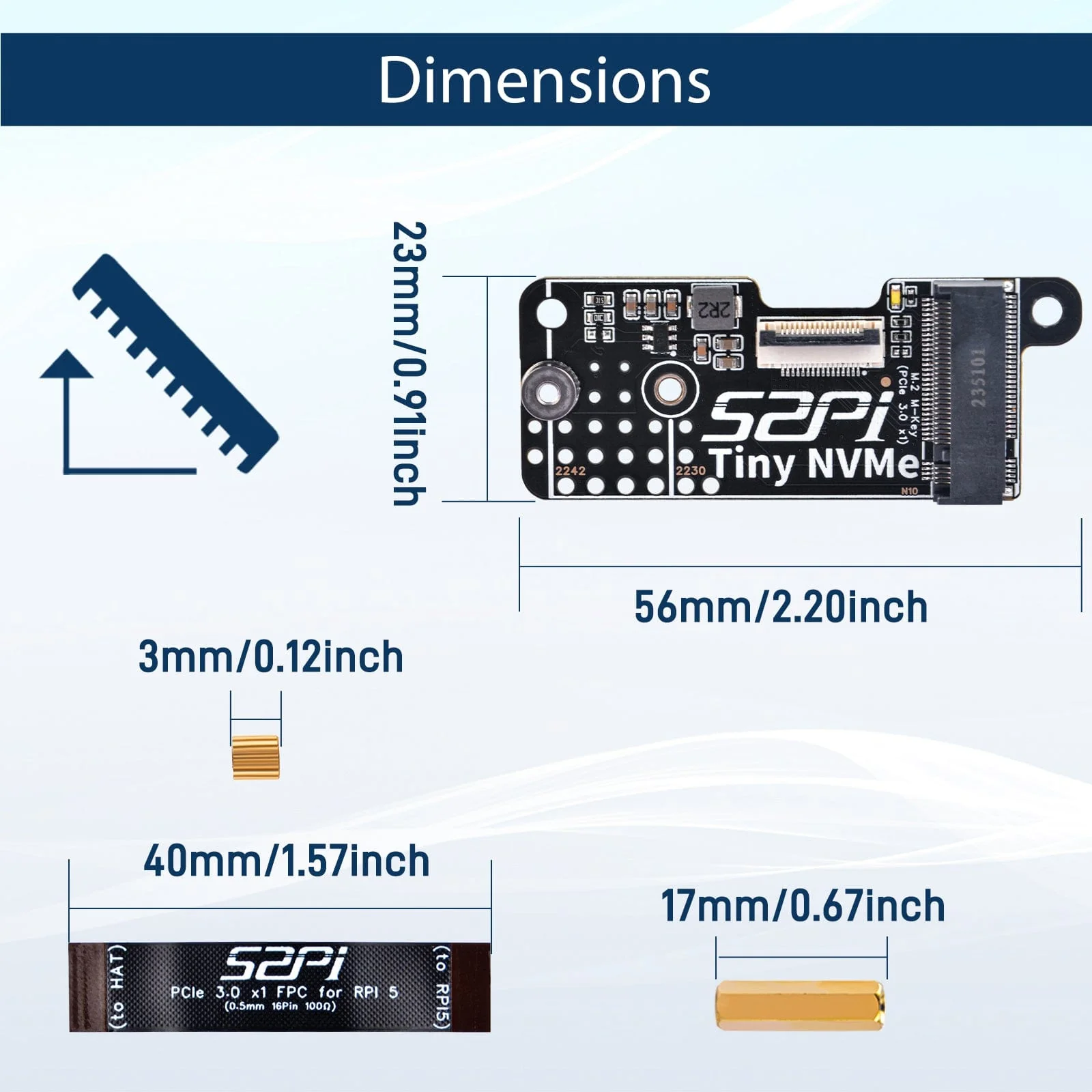 52Pi Tiny M.2 PCIe Adapter for Raspberry Pi 5 - Image 9
