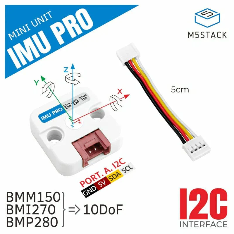 6-DoF IMU Pro Mini Unit (BMI270, BMM150, BMP280) [Discontinued] - Image 2