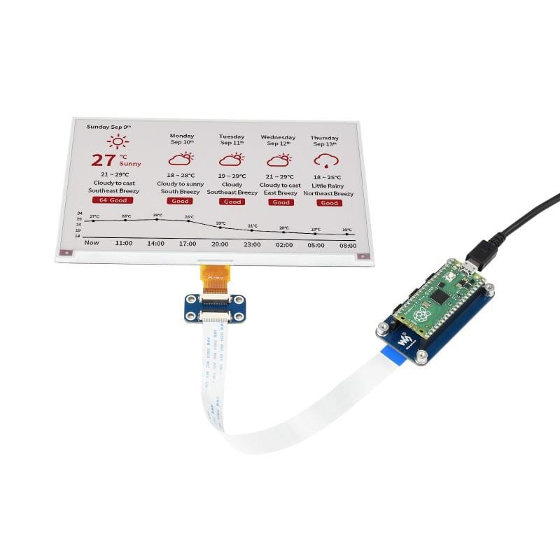 7.5" ePaper Display Module for Raspberry Pi Pico - Red/Black/White (800×480) - Image 2