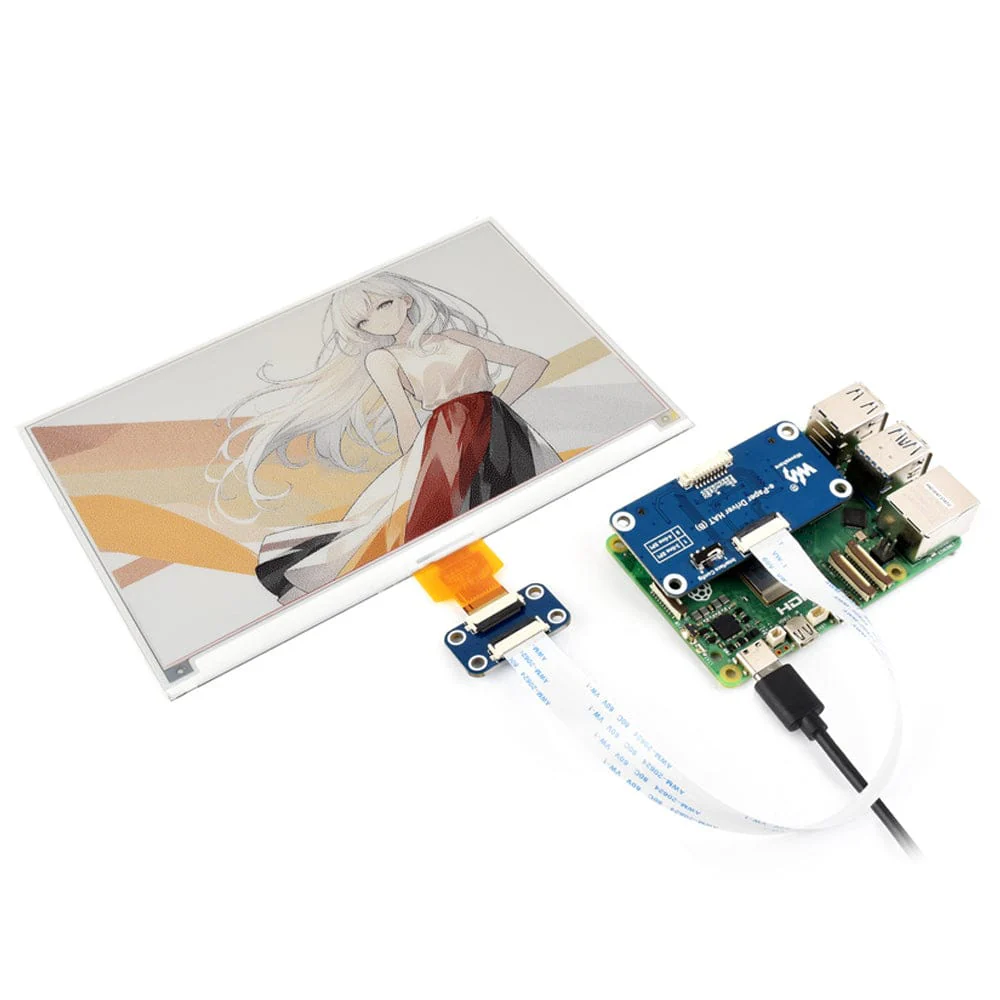 7.5" Four-Colour ePaper Display (H) with Driver HAT for Raspberry Pi - Image 2