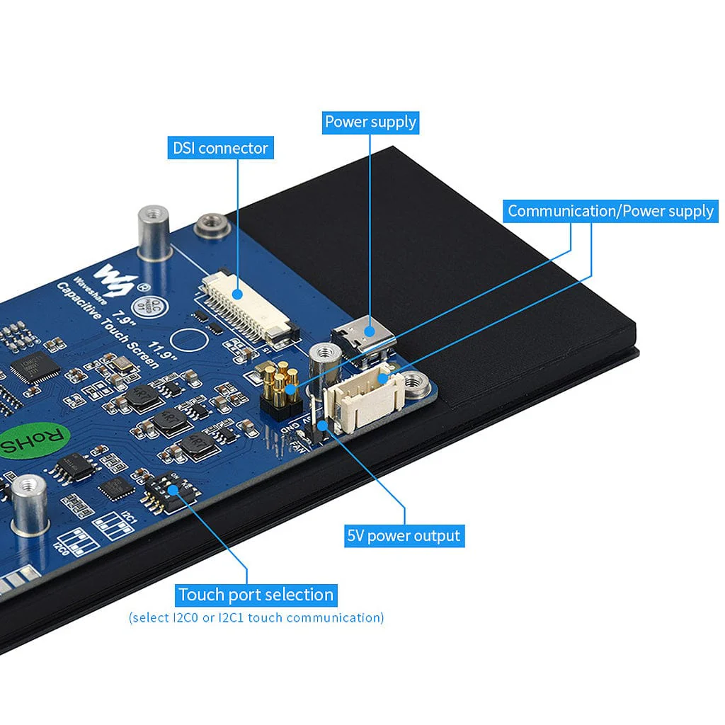 7.9" DSI IPS Capacitive Touchscreen Display for Raspberry Pi (400x1280) - Image 4