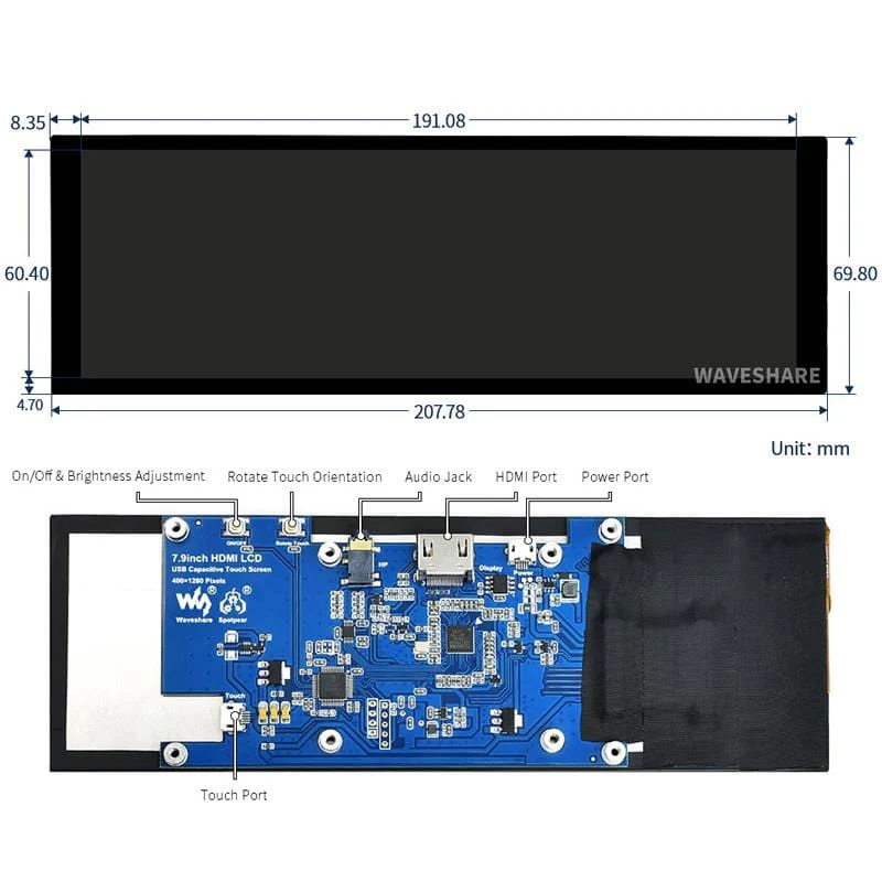 7.9" IPS Capacitive Touchscreen (400x1280) - Image 9