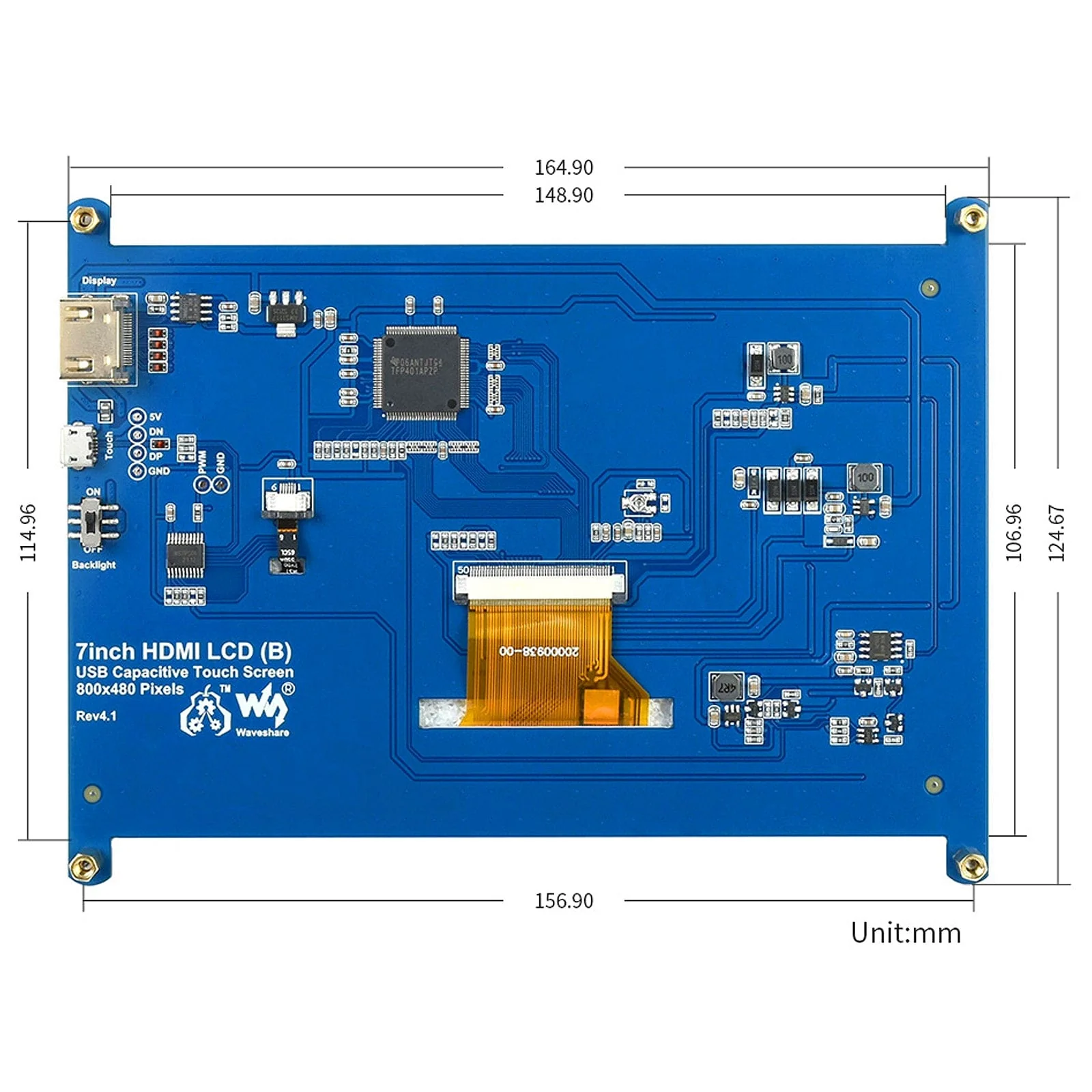 7" Capacitive Touchscreen LCD (Low Power) (800×480) - Image 7