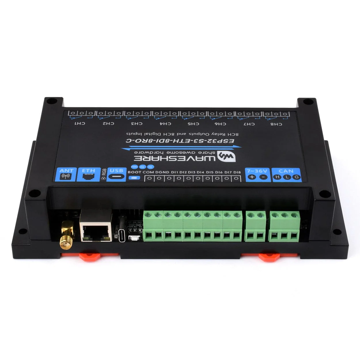 8-Channel ESP32-S3 Wi-Fi Relay Module with CAN Interface - Image 3