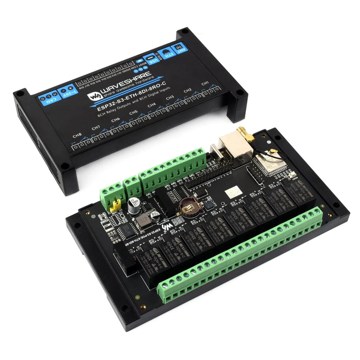 8-Channel ESP32-S3 Wi-Fi Relay Module with CAN Interface - Image 4