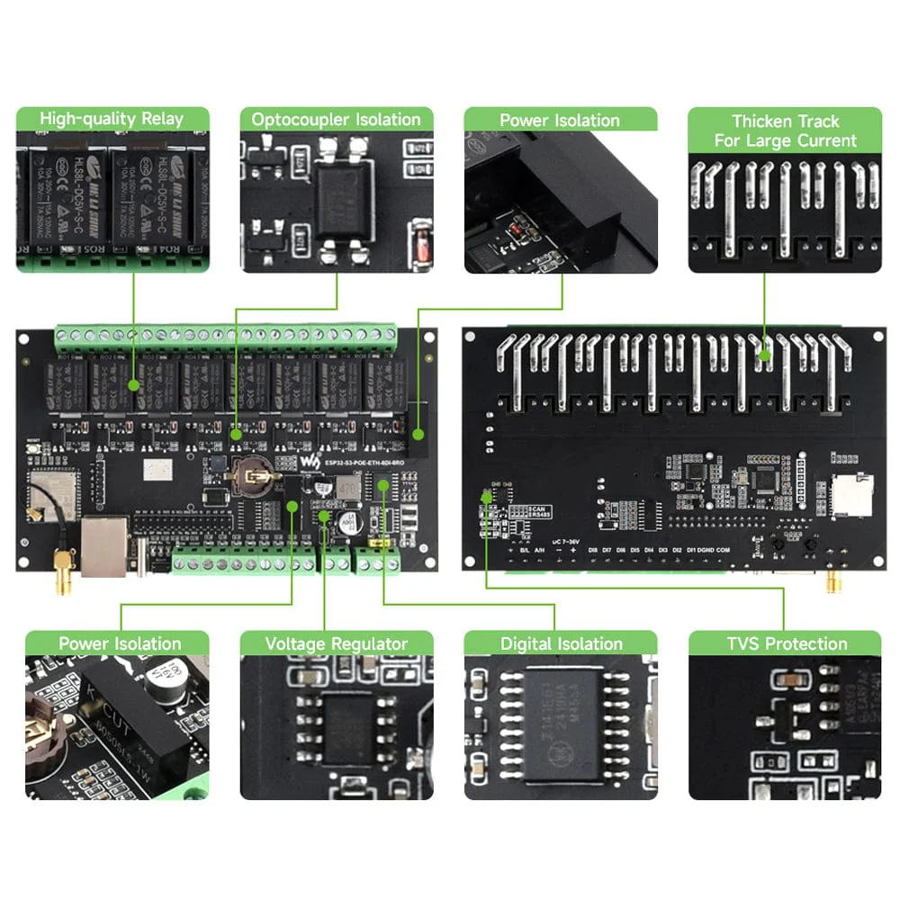 8-Channel ESP32-S3 Wi-Fi Relay Module with CAN Interface - Image 9