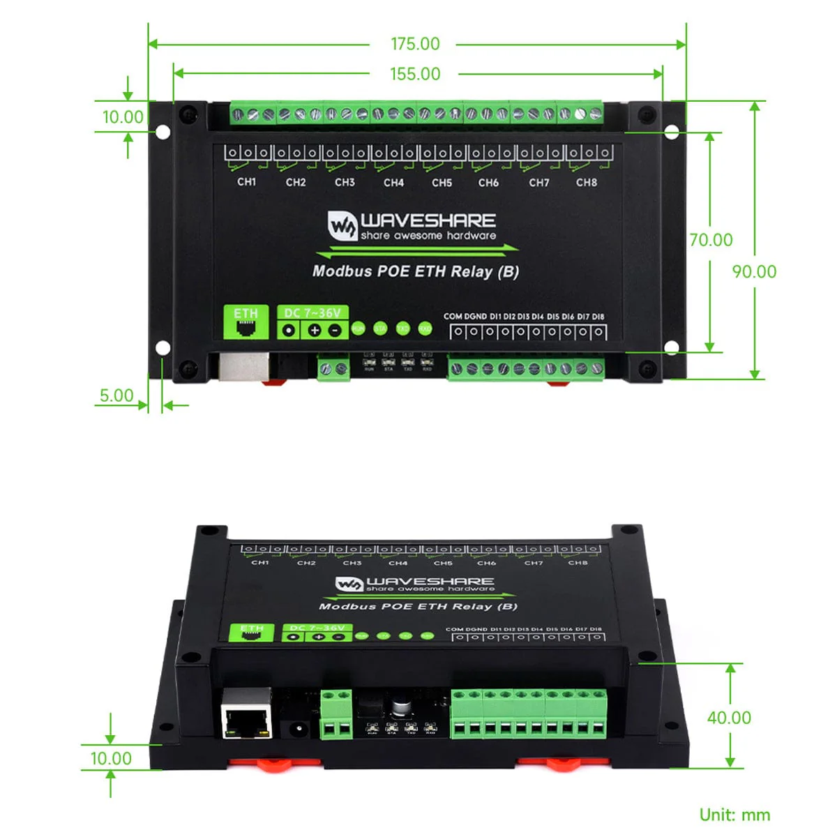 8 Channel PoE Ethernet Relay Module (B) with Digital Inputs - Image 8