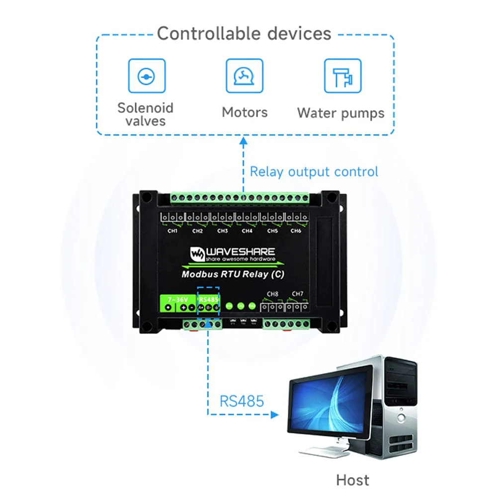 8-Channel Modbus RTU Latching Relay Module (C) with RS-485 Interface - Image 8