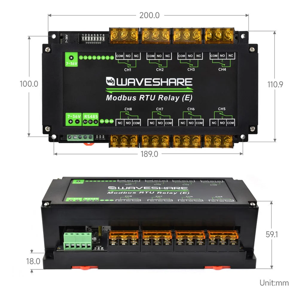 8-Channel Modbus RTU Relay Module (E) with RS-485 Interface - Image 11