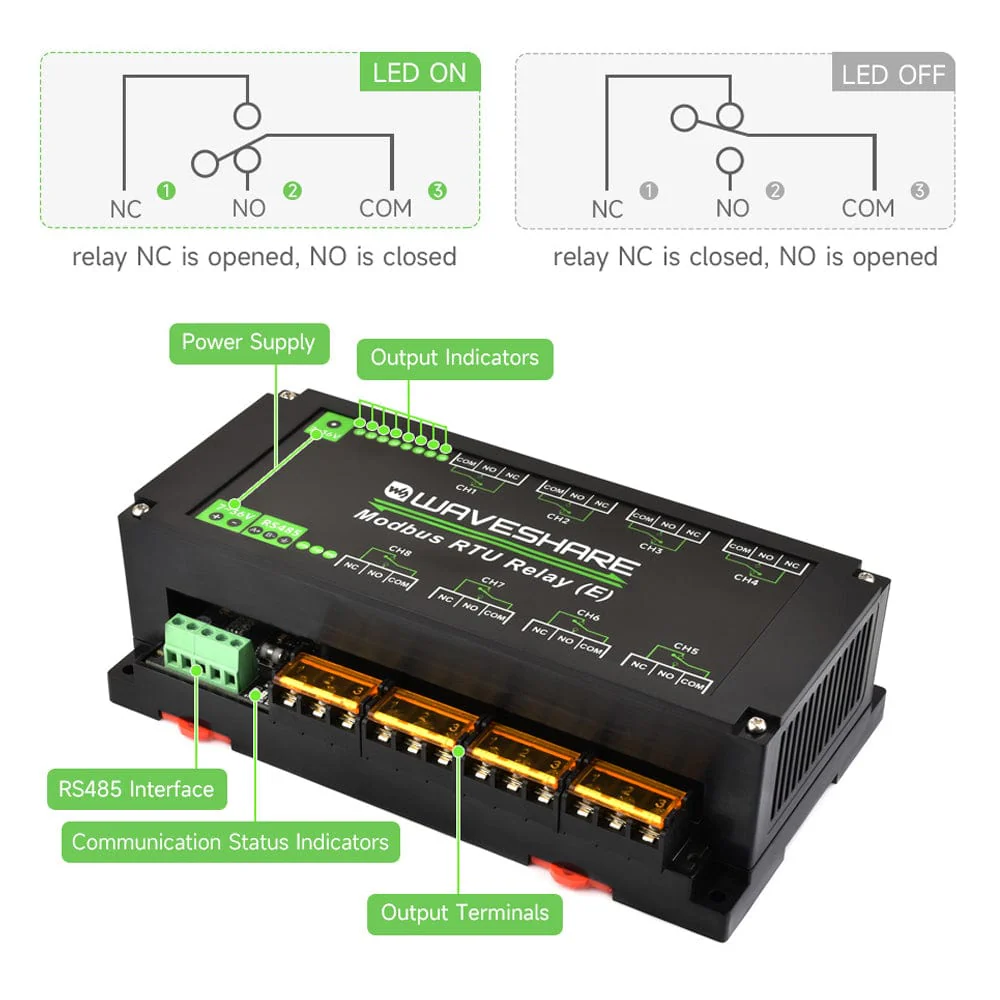 8-Channel Modbus RTU Relay Module (E) with RS-485 Interface - Image 6