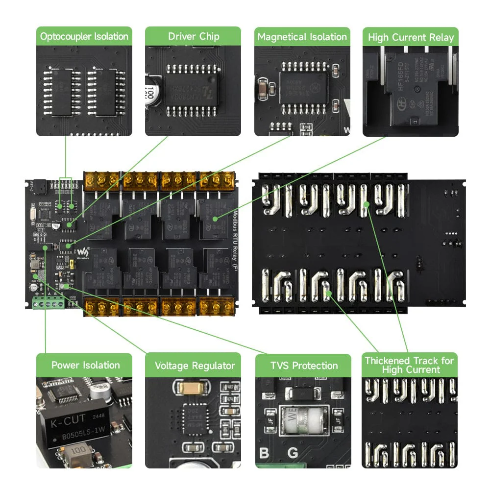 8-Channel Modbus RTU Relay Module (E) with RS-485 Interface - Image 8