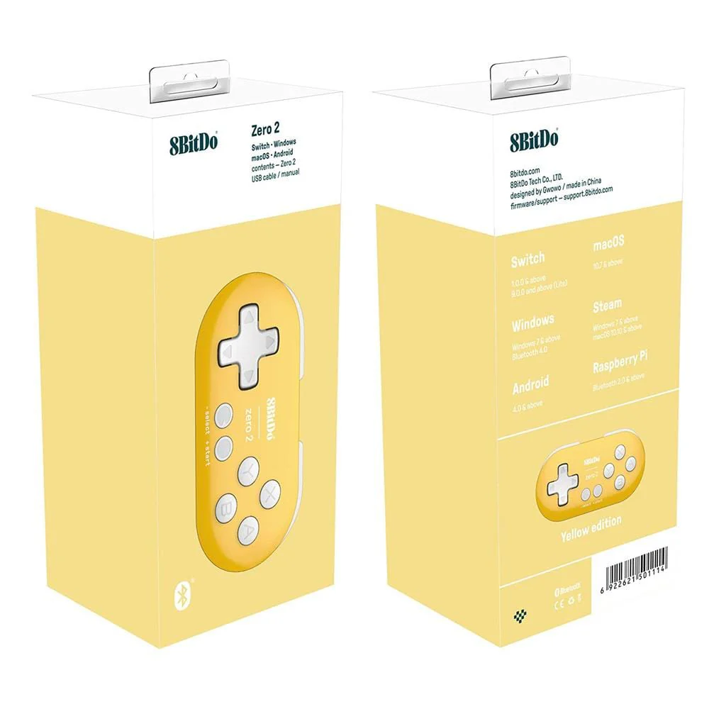 8BitDo Zero 2 Bluetooth Gamepad - Yellow Edition - Image 6