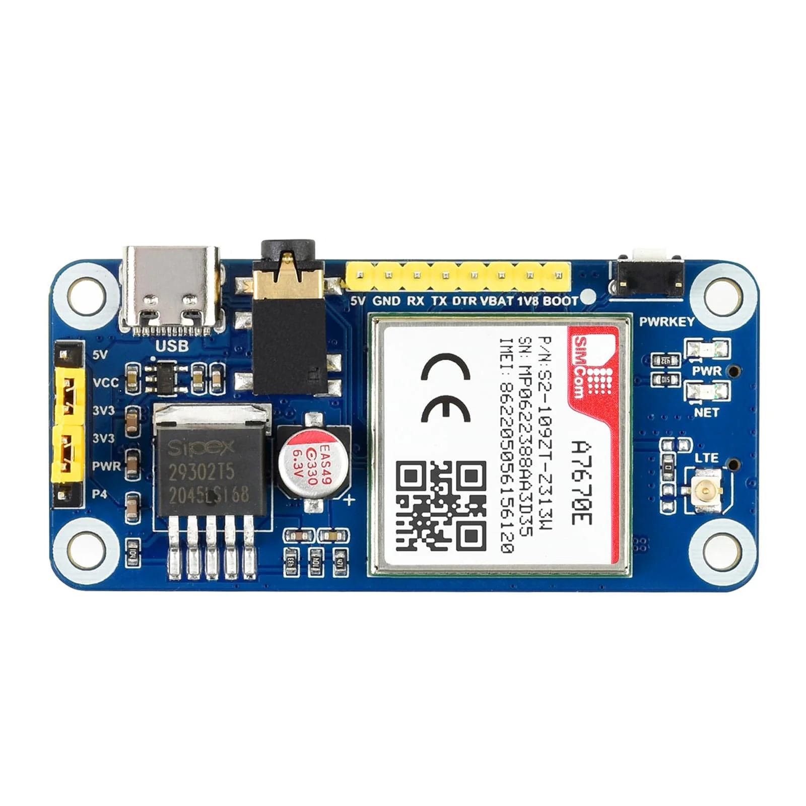 A7670E LTE Cat-1 HAT for Raspberry Pi (2G/GSM/GPRS) - Image 3