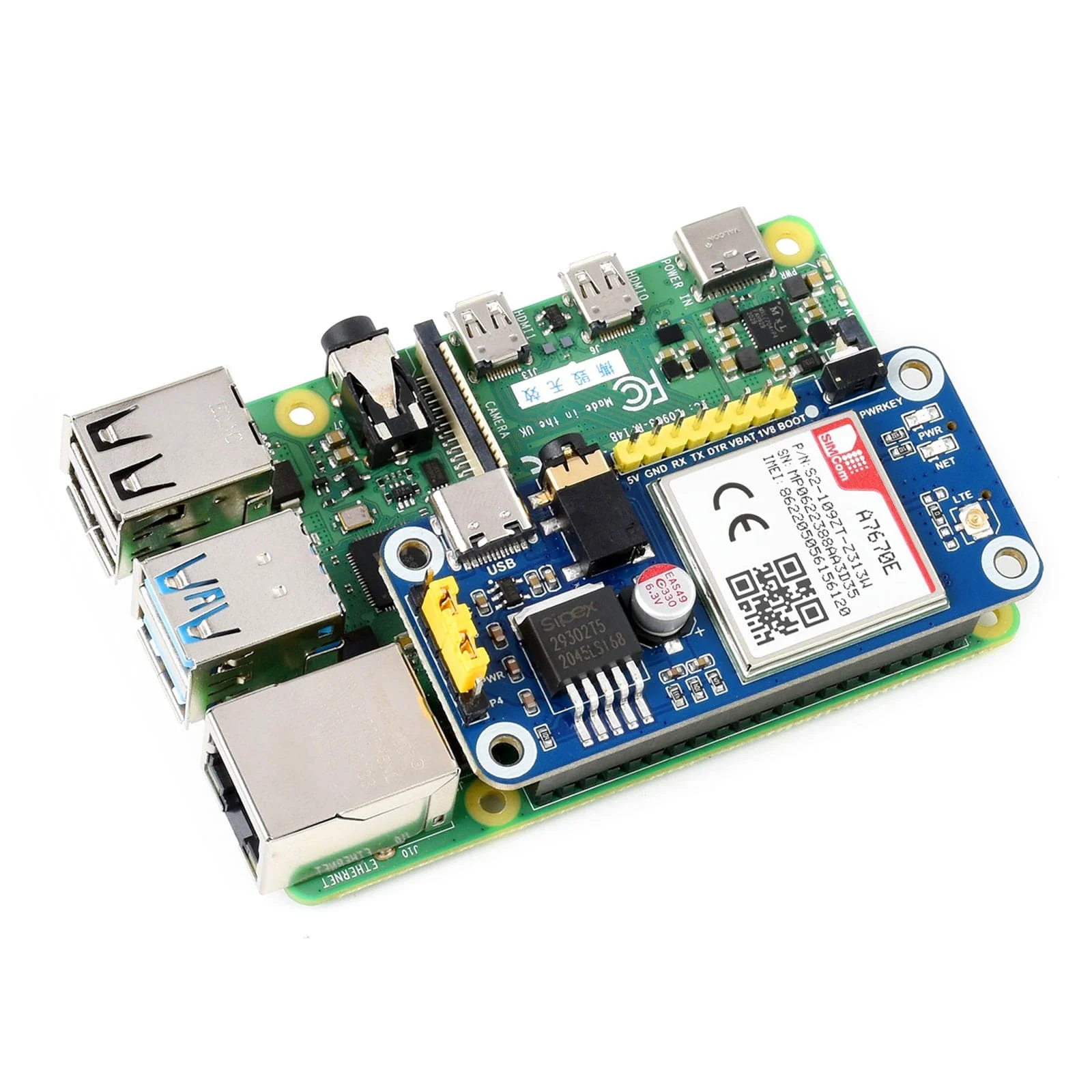 A7670E LTE Cat-1 HAT for Raspberry Pi (2G/GSM/GPRS) - Image 6