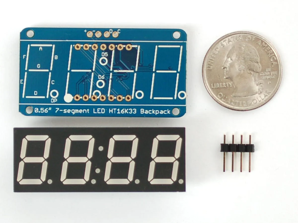 Adafruit 0.56" 4-Digit 7-Segment Display w/I2C Backpack - Red - Image 2