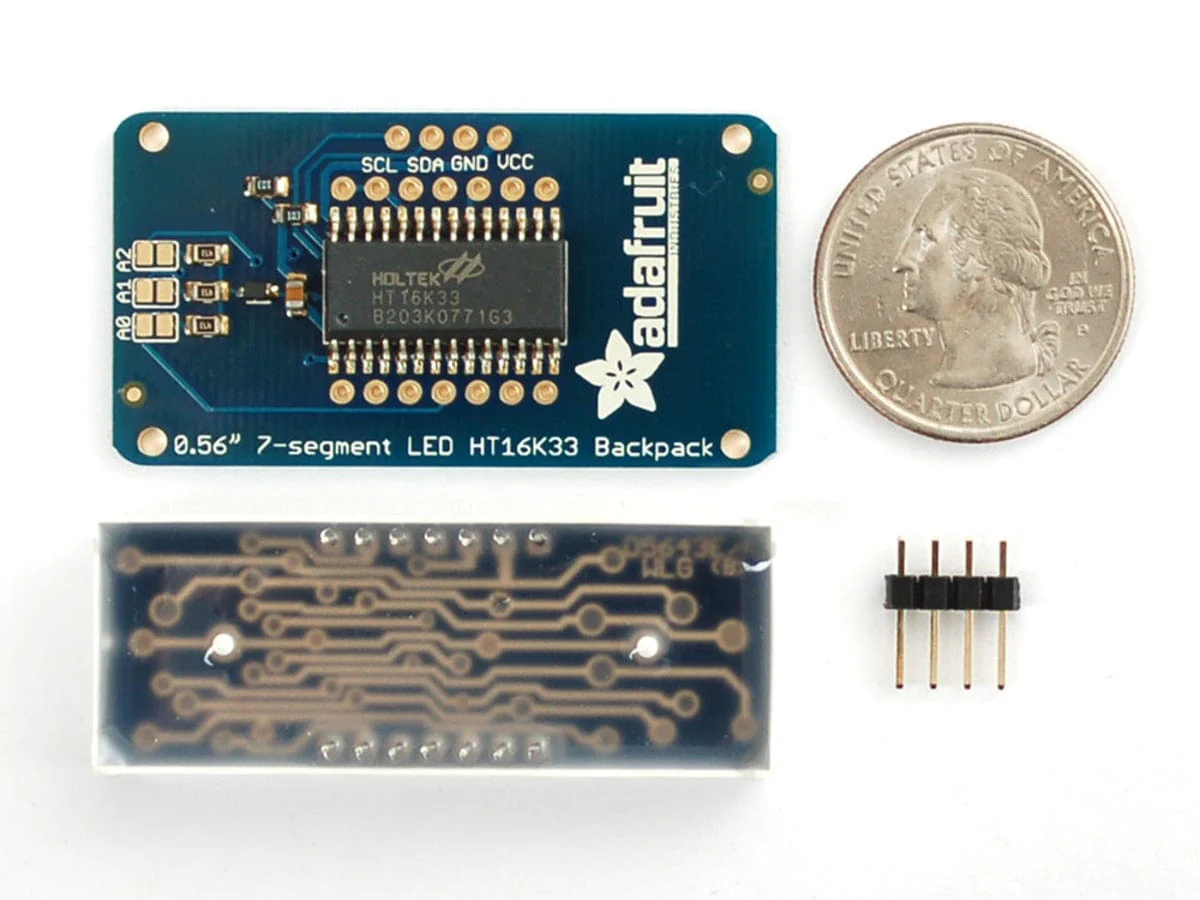 Adafruit 0.56" 4-Digit 7-Segment Display w/I2C Backpack - Red - Image 3