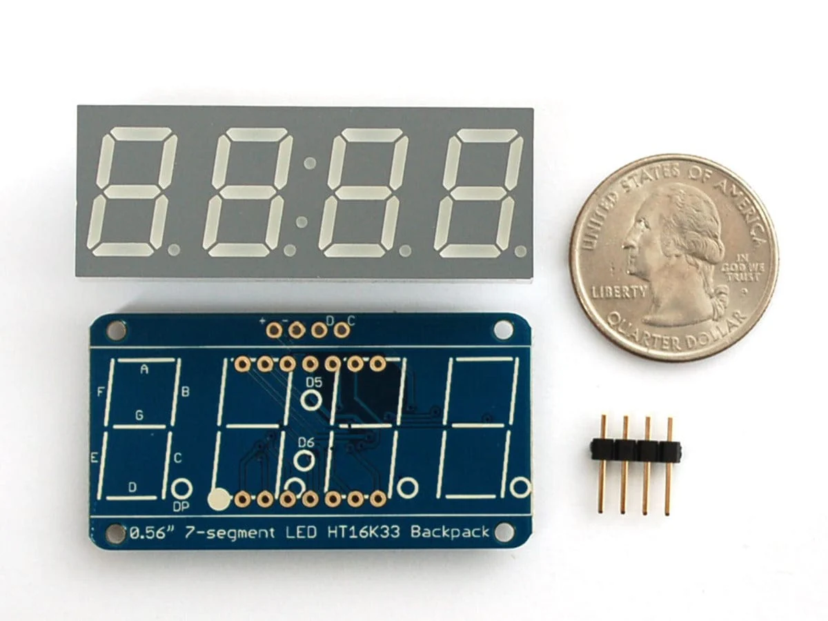 Adafruit 0.56" 4-Digit 7-Segment Display w/I2C Backpack - Yellow - Image 3