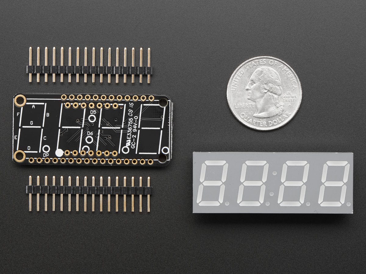 Adafruit 0.56" 4-Digit 7-Segment FeatherWing Display - Green [Discontinued] - Image 2