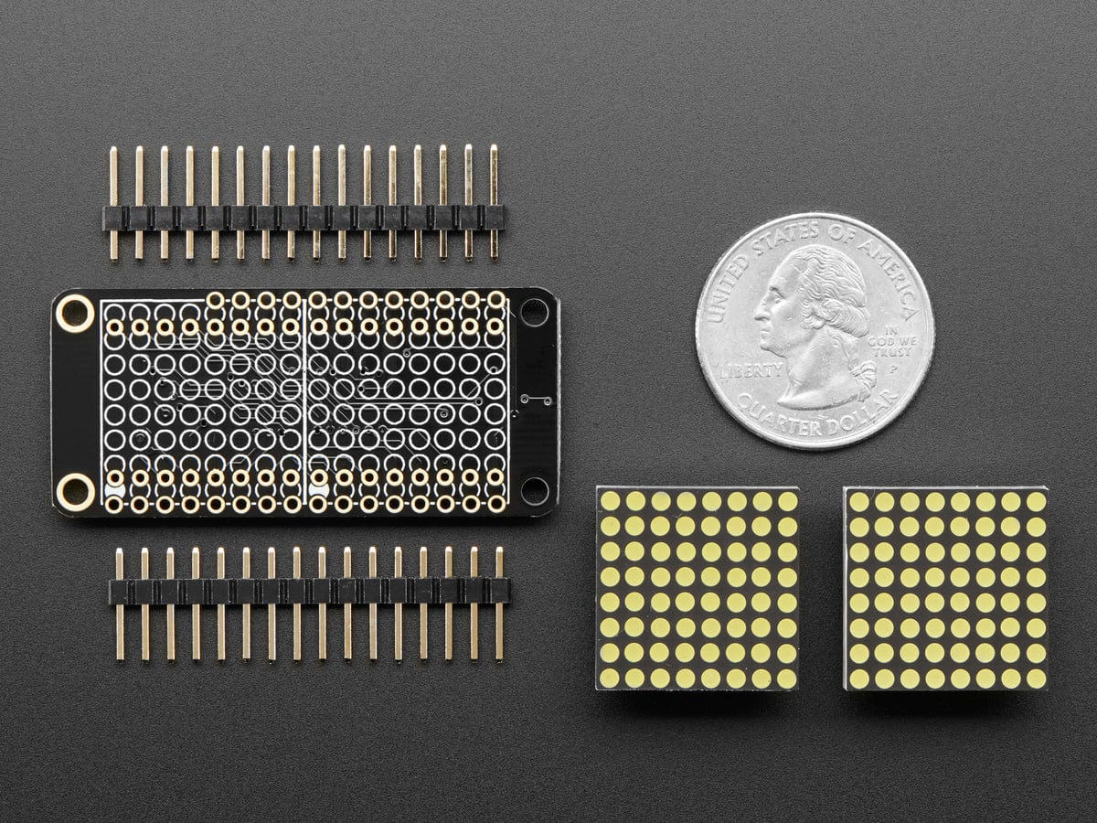 Adafruit 0.8" 8x16 LED Matrix FeatherWing Display Kit - White - Image 2