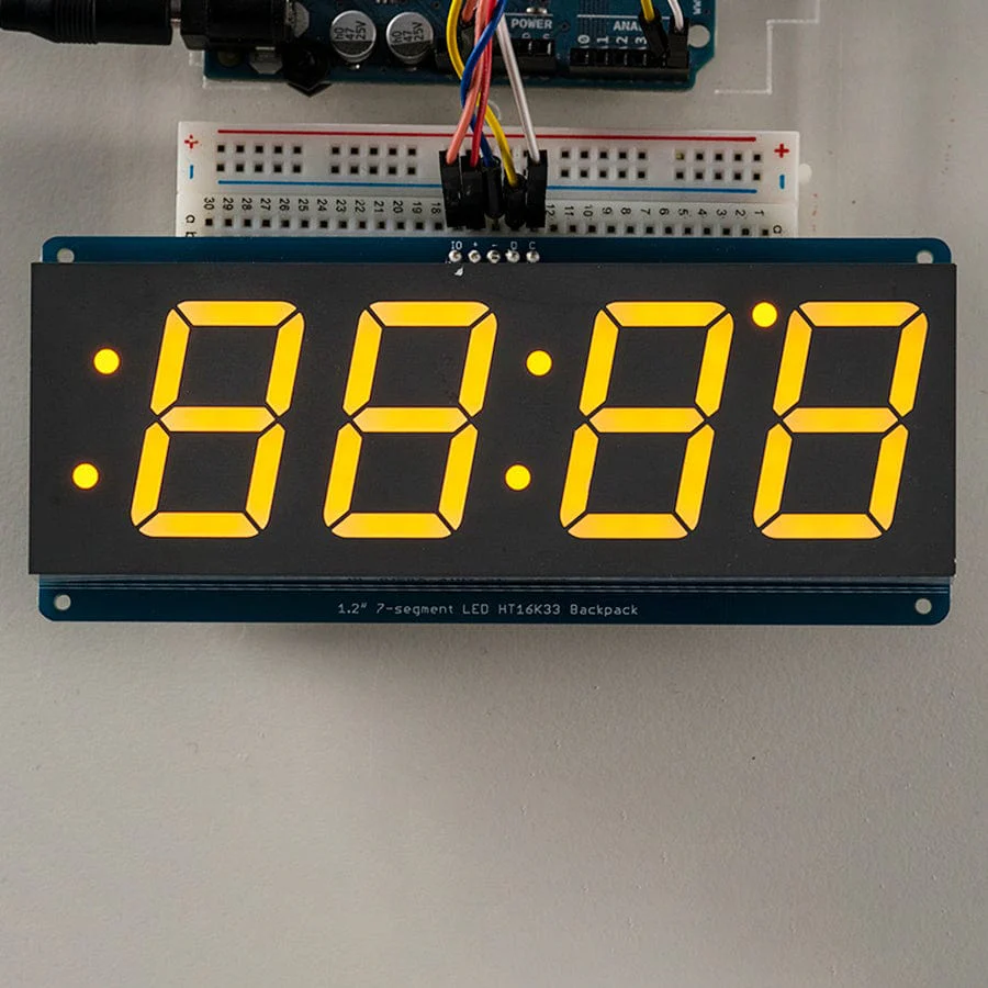Adafruit 1.2" 4-Digit 7-Segment Display with an I2C Backpack - Yellow