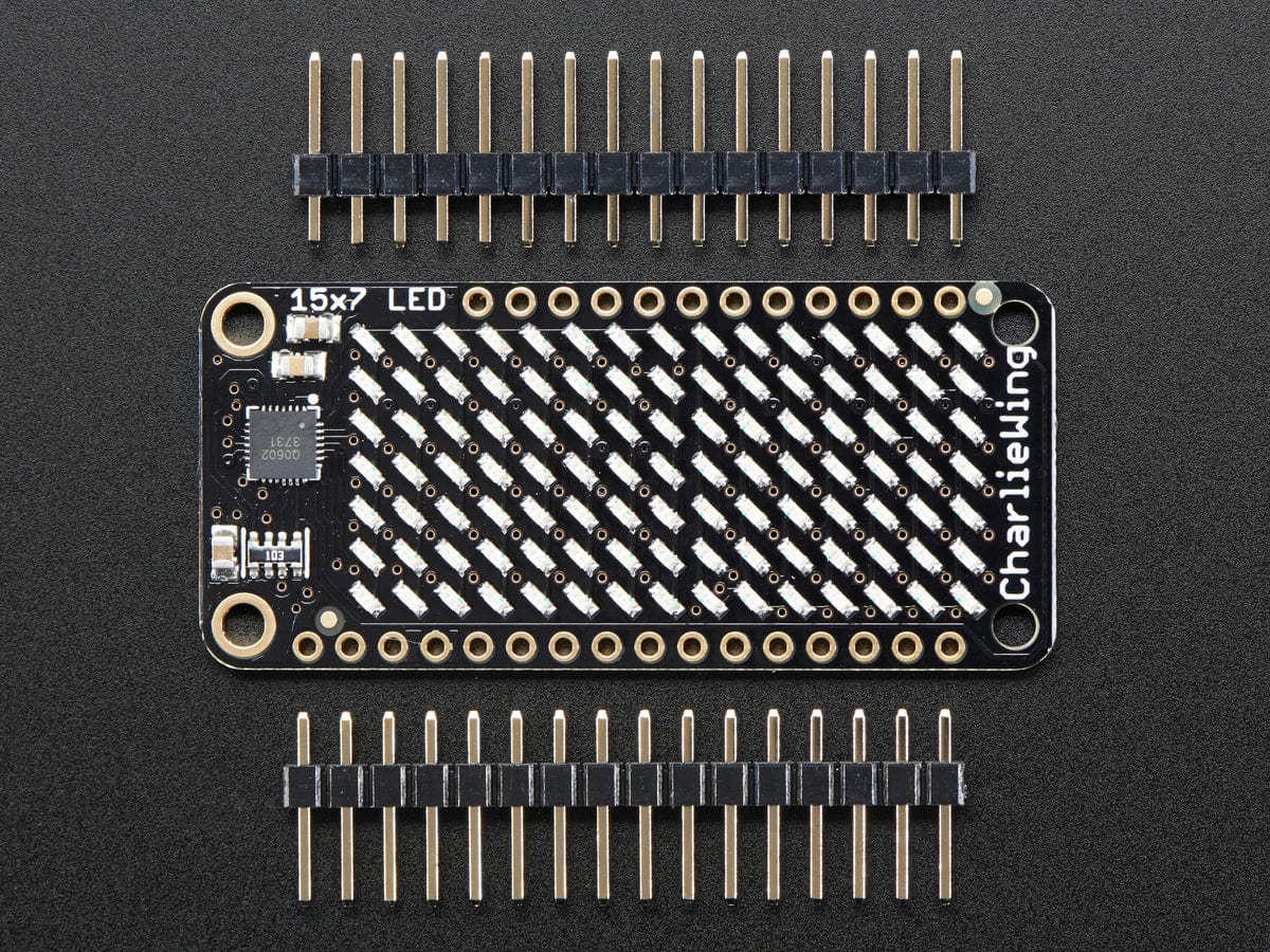 Adafruit 15x7 CharliePlex LED Matrix Display FeatherWing - Green - Image 2