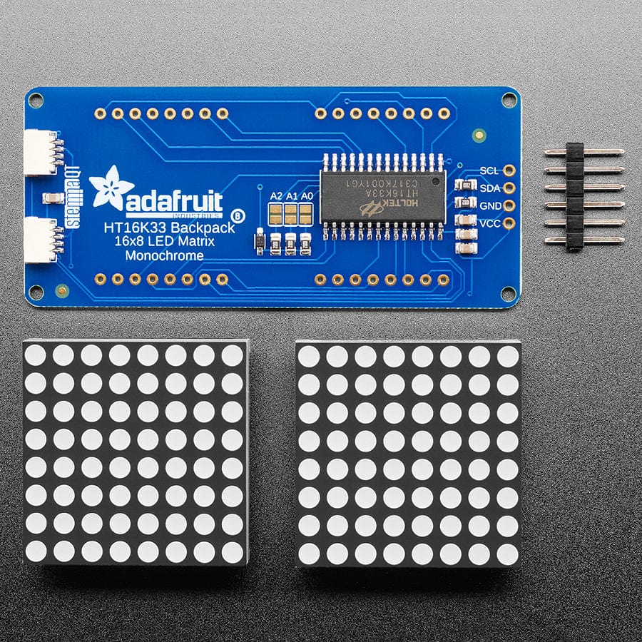 16 x 8 1.2" LED Matrix + Backpack - Ultra Bright Round Red LEDs - Image 2