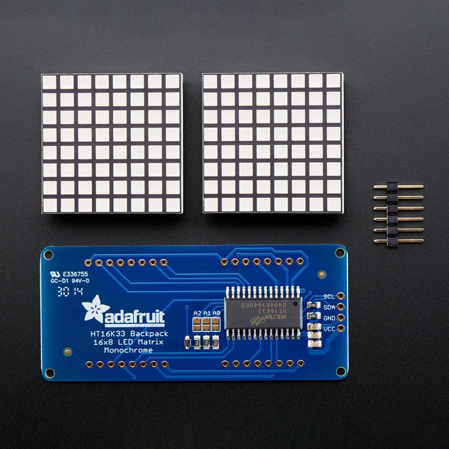 16 x 8 1.2" LED Matrix + Backpack - Ultra Bright Square Blue LEDs [Discontinued] - Image 2