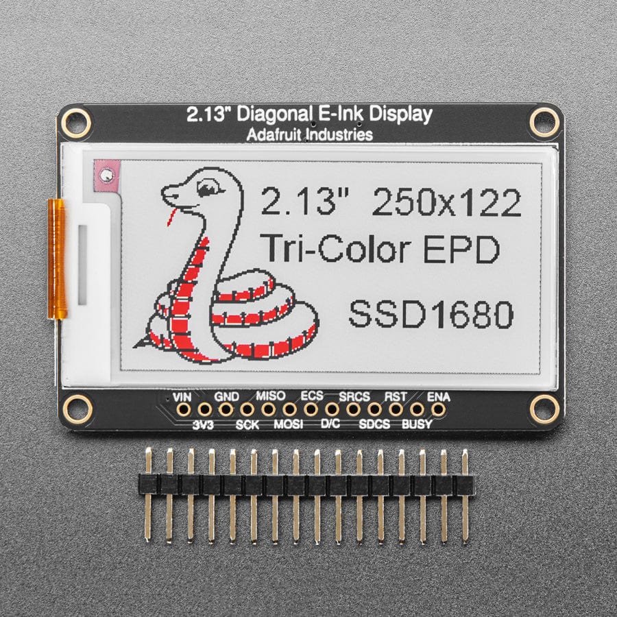 Adafruit 2.13" 250x122 Tri-Color eInk / ePaper Display with SRAM - SSD1680 Driver - Image 2