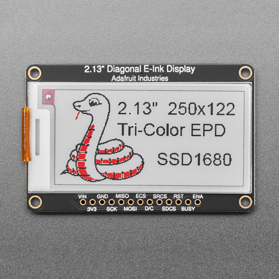 Adafruit 2.13" 250x122 Tri-Color eInk / ePaper Display with SRAM - SSD1680 Driver - Image 3