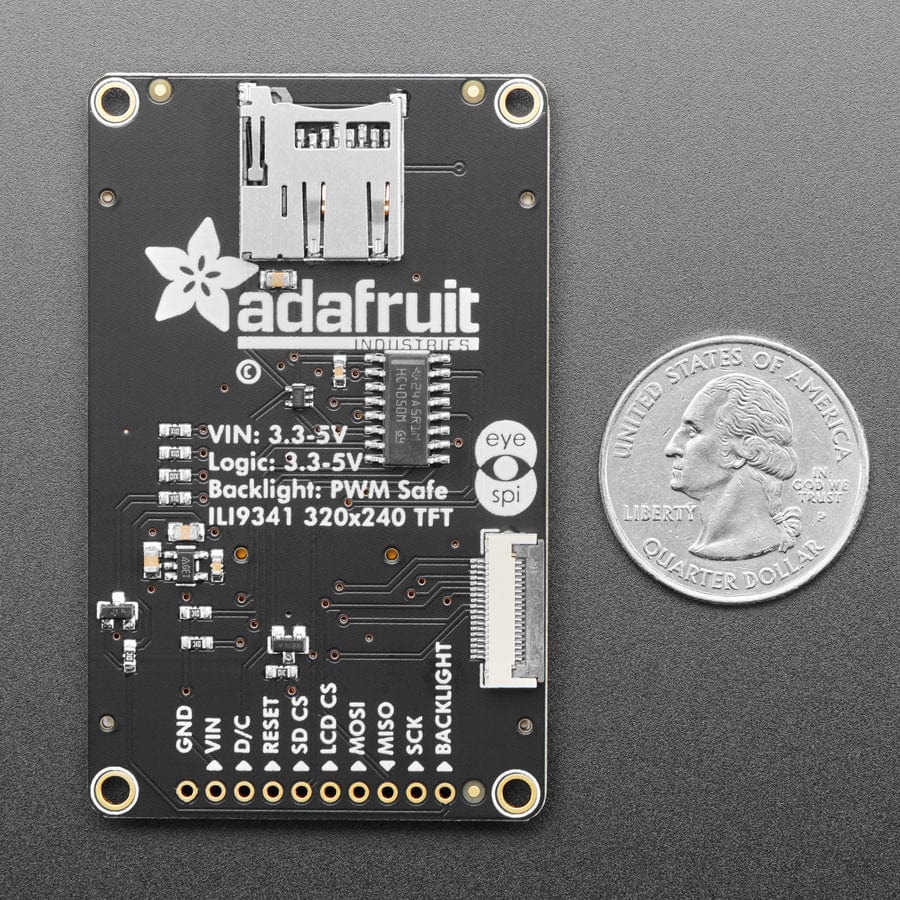 2.2" 18-bit color TFT LCD display with microSD card breakout - EYESPI Connector - Image 6