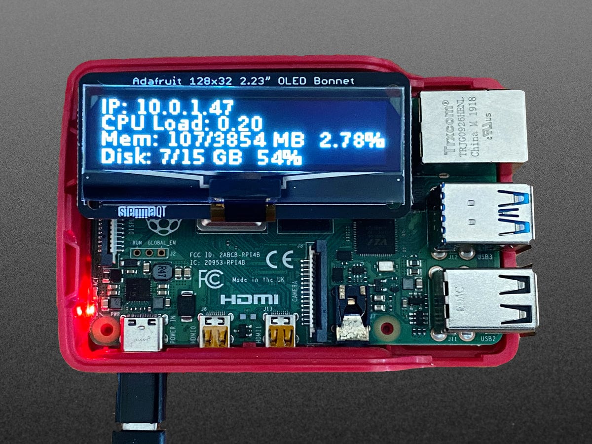 Adafruit 2.23" Monochrome OLED Bonnet for Raspberry Pi - Image 4