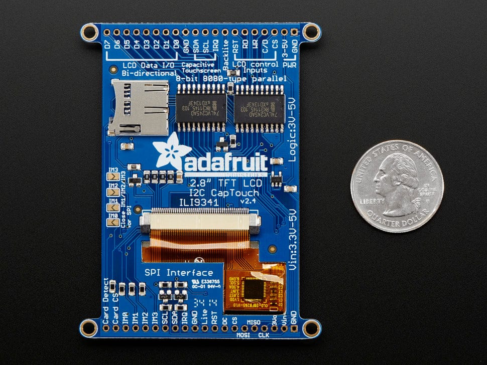 2.8" TFT LCD with Cap Touch Breakout Board w/MicroSD Socket [discontinued] - Image 4