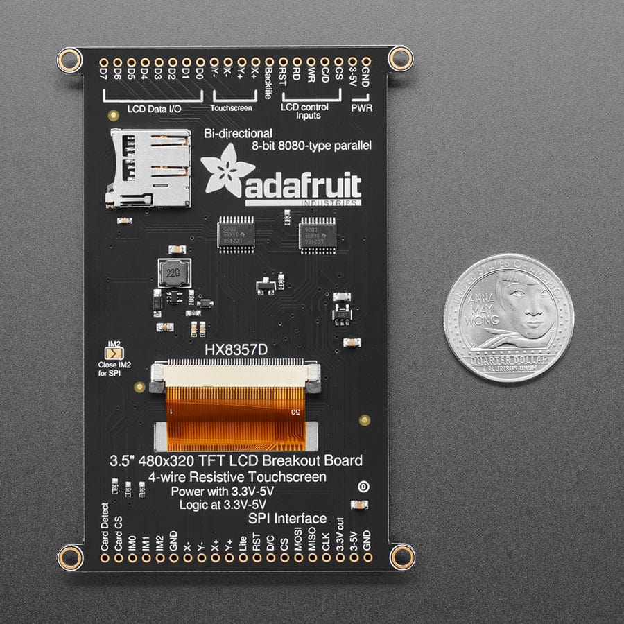 3.5" TFT 320 x 480 + Touchscreen Breakout Board with MicroSD Socket (HXD8357D) - Image 3