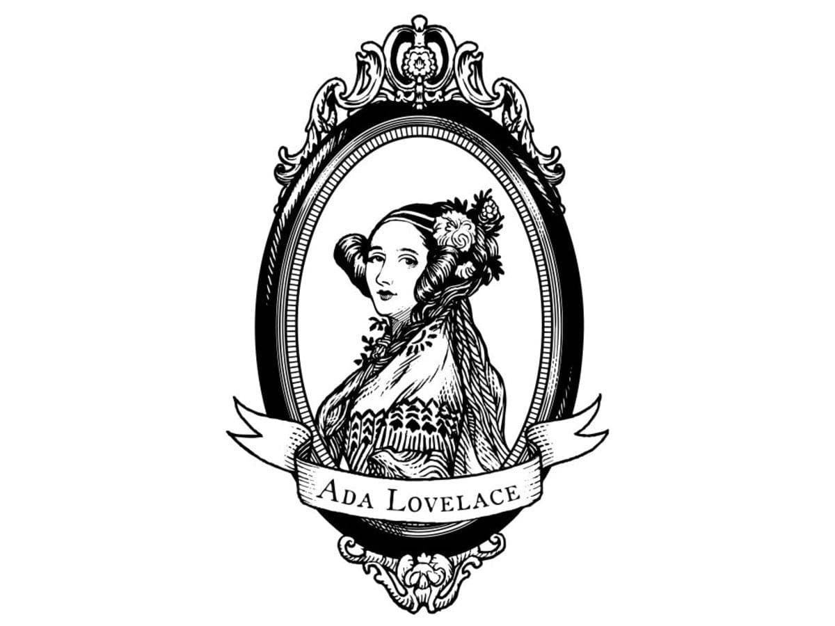 Ada Lovelace, large, oval black and white - Sticker! - Image 2