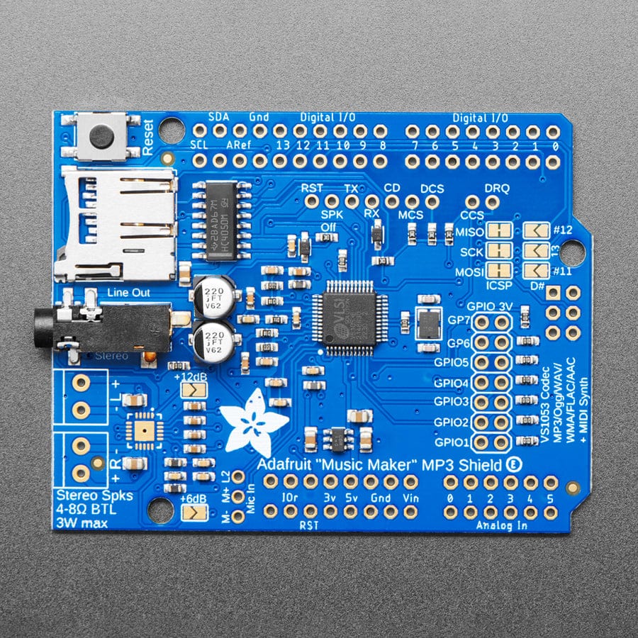 Adafruit "Music Maker" MP3 Shield for Arduino (MP3/Ogg/WAV...) - Image 2