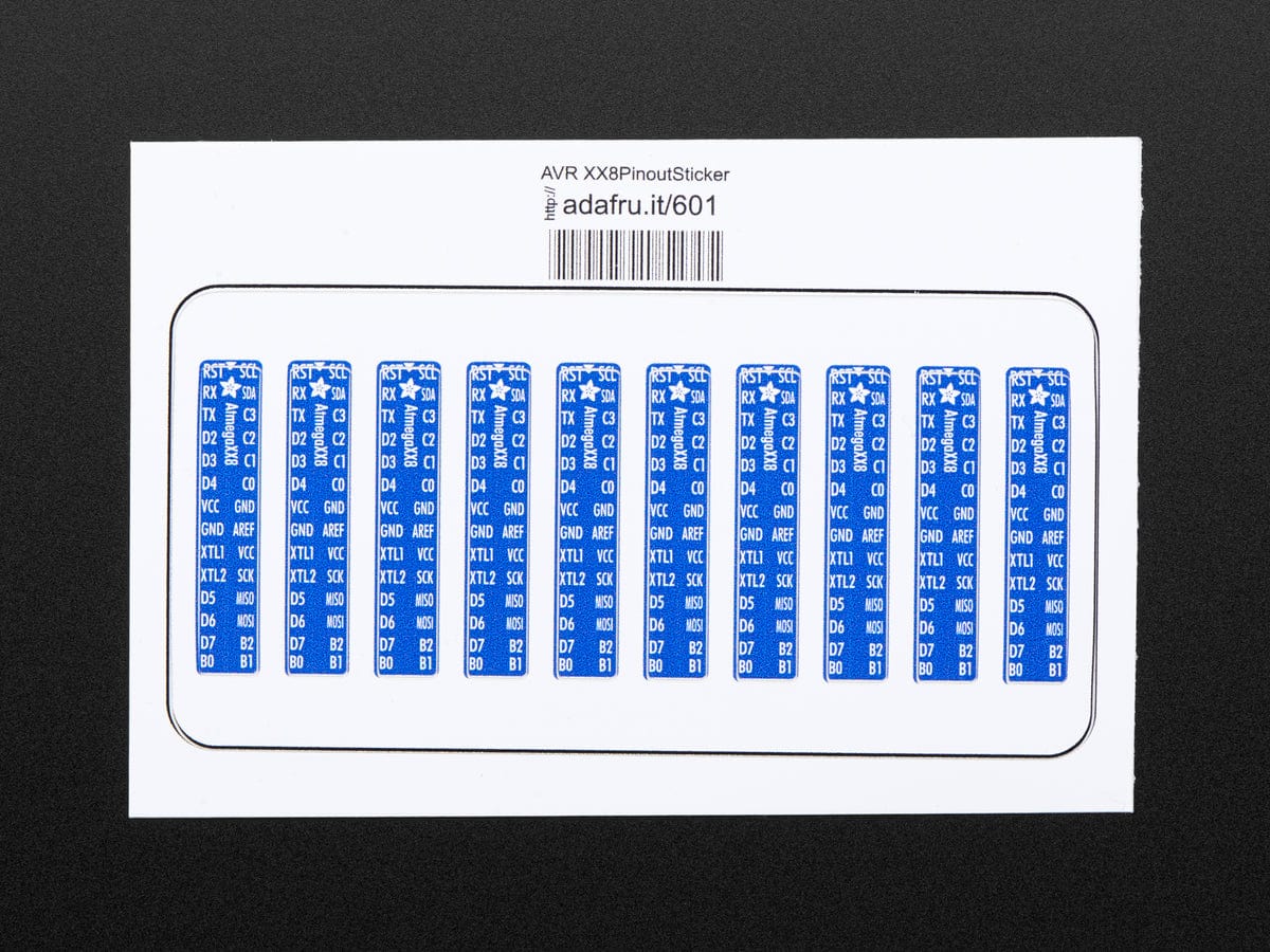 Adafruit AVR ATmegaXX8 Pinout Sticker - 10 pcs [Discontinued] - Image 2