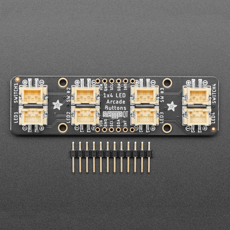 Adafruit LED Arcade Button 1x4 - STEMMA QT I2C Breakout (STEMMA QT / Qwiic) - Image 2